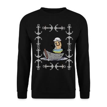 Cacahuète rétro Vintage ancre Maritime marin Ahoy - Sweat-shirt Unisexe - noir - Devant - Alina (178cm) & Michal (187cm)