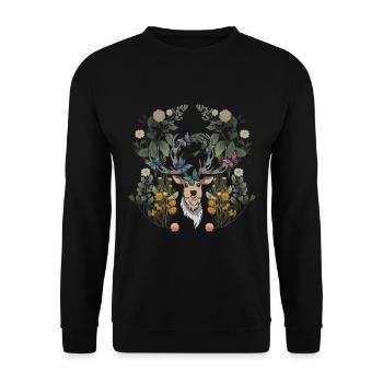 Deer head spring nature flowers deer antlers - Unisex Sweatshirt - black - Front - Alina (178cm) & Michal (187cm)