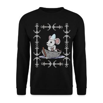 Souris rétro Vintage ancre marin maritime Ahoy - Sweat-shirt Unisexe - noir - Devant - Alina (178cm) & Michal (187cm)