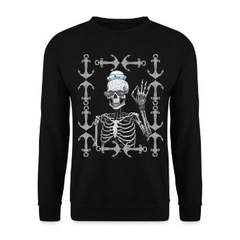 Sailor Skeleton Anchor Maritime Retro Vintage 80s - Unisex Sweatshirt - black - Front - Alina (178cm) & Michal (187cm)