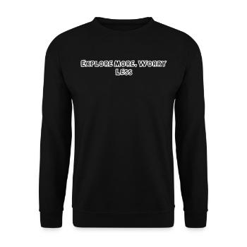 Wandern - Explore More, Worry Less - Unisex Pullover - Schwarz - Vorne - Alina (178cm) & Michal (187cm)
