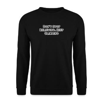 Wandern - Don't Stop Believing, Keep Climbing - Unisex Pullover - Schwarz - Vorne - Alina (178cm) & Michal (187cm)