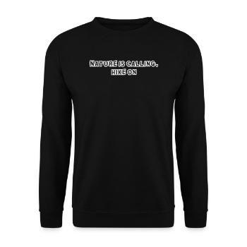 Hiking - Nature is calling, hike on - Unisex Sweatshirt - black - Front - Alina (178cm) & Michal (187cm)