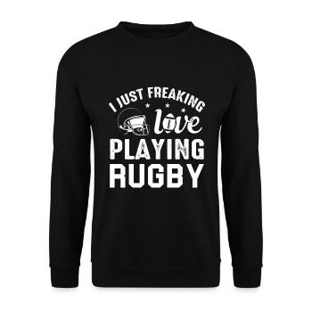 Rugby Player - I just freaking love playing Rugby - Unisex Sweatshirt - black - Front - Alina (178cm) & Michal (187cm)
