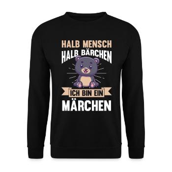 Mi-humain, mi-ours - Sweat-shirt Unisexe - noir - Devant - Alina (178cm) & Michal (187cm)