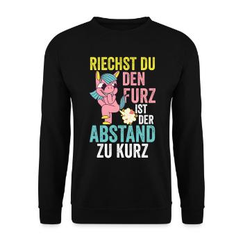 Riechst Du Den Furz Ist Der Abstand Zu Kurz - Unisex Pullover - Schwarz - Vorne - Alina (178cm) & Michal (187cm)