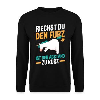 Riechst Du Den Furz Ist Der Abstand Zu Kurz - Unisex Pullover - Schwarz - Vorne - Alina (178cm) & Michal (187cm)