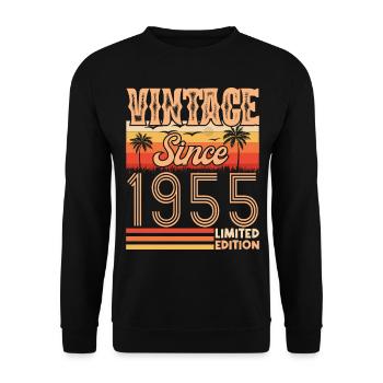 1955. Jahrgang Jahrgang 1955 Jubiläum - Unisex Pullover - Schwarz - Vorne - Alina (178cm) & Michal (187cm)