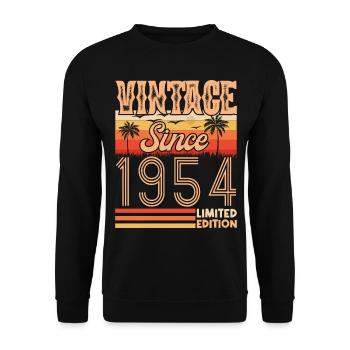 anniversaire 1954. Vintage né en 1954 anniversaire - Sweat-shirt Unisexe - noir - Devant - Alina (178cm) & Michal (187cm)