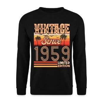 Birthday 1959. Vintage Born in 1959 Birthday - Unisex Sweatshirt - black - Front - Alina (178cm) & Michal (187cm)