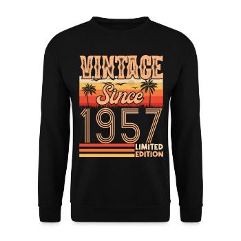 anniversaire 1957. Vintage né en 1957 anniversaire - Sweat-shirt Unisexe - noir - Devant - Alina (178cm) & Michal (187cm)