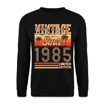 anniversaire 1985. Vintage né en 1985 anniversaire - Sweat-shirt Unisexe - noir - Devant - Alina (178cm) & Michal (187cm)