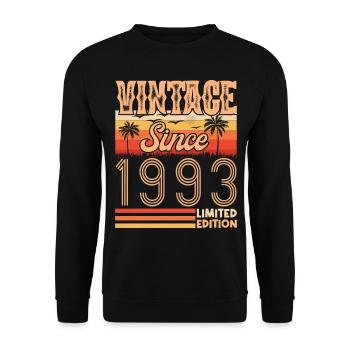 1993. Vintage Born in 1993 Birthday - Unisex Sweatshirt - black - Front - Alina (178cm) & Michal (187cm)