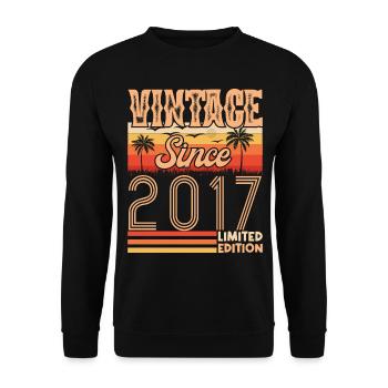 2017 anniversary. Vintage Born in 2017 Birthday - Unisex Sweatshirt - black - Front - Alina (178cm) & Michal (187cm)