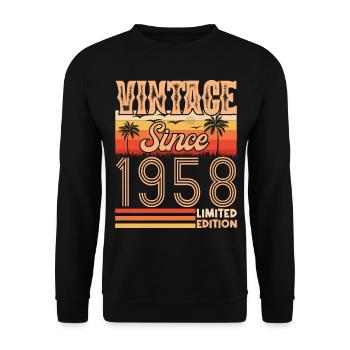 1958. Vintage Born in 1958 Birthday - Unisex Sweatshirt - black - Front - Alina (178cm) & Michal (187cm)