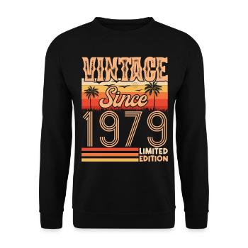 1979. Vintage Born in 1979 Birthday - Unisex Sweatshirt - black - Front - Alina (178cm) & Michal (187cm)