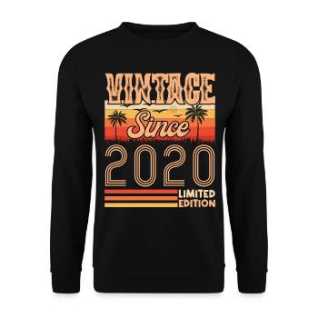 anniversaire 2020. Vintage né en 2020 anniversaire - Sweat-shirt Unisexe - noir - Devant - Alina (178cm) & Michal (187cm)