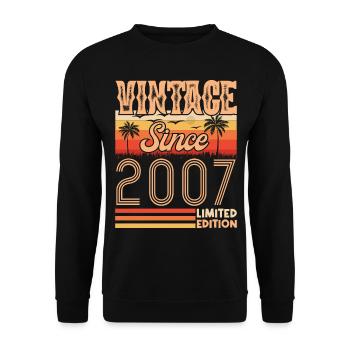 2007. Vintage Born in 2007 Birthday - Unisex Sweatshirt - black - Front - Alina (178cm) & Michal (187cm)