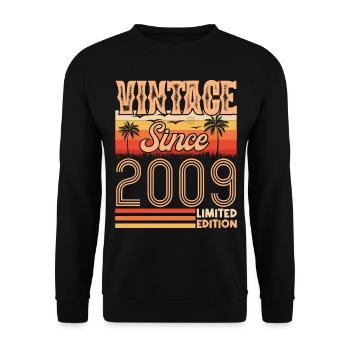 2009. Vintage Born in 2009 Birthday - Unisex Sweatshirt - black - Front - Alina (178cm) & Michal (187cm)