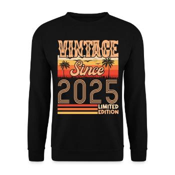 anniversaire 2025. Vintage né en 2025 anniversaire - Sweat-shirt Unisexe - noir - Devant - Alina (178cm) & Michal (187cm)