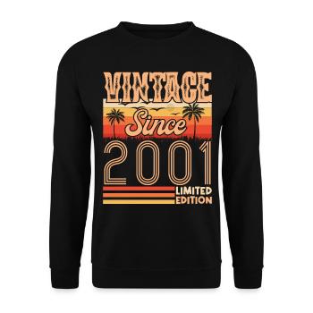 anniversaire 2001. Vintage né en 2001 anniversaire - Sweat-shirt Unisexe - noir - Devant - Alina (178cm) & Michal (187cm)