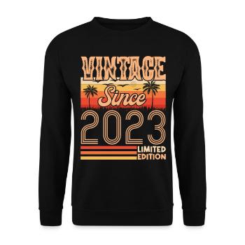 anniversaire 2023. Vintage né en 2023 anniversaire - Sweat-shirt Unisexe - noir - Devant - Alina (178cm) & Michal (187cm)