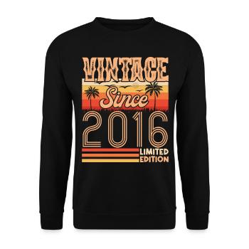 2016 anniversary. Vintage Born in 2016 Birthday - Unisex Sweatshirt - black - Front - Alina (178cm) & Michal (187cm)