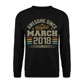 March 2018 Birthday Vintage Gift Idea 2018 - Unisex Sweatshirt - black - Front - Alina (178cm) & Michal (187cm)