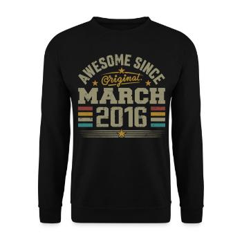 Mars 2016 Anniversaire Idée Cadeau Vintage 2016 - Sweat-shirt Unisexe - noir - Devant - Alina (178cm) & Michal (187cm)