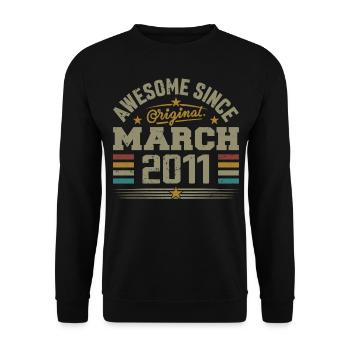 März 2011 Geburtstag Vintage Geschenkidee 2011 - Unisex Pullover - Schwarz - Vorne - Alina (178cm) & Michal (187cm)