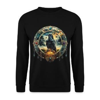 Mystical Raven, Emblem, Symbolism, Magic, Fantasy - Unisex Sweatshirt - black - Front - Alina (178cm) & Michal (187cm)