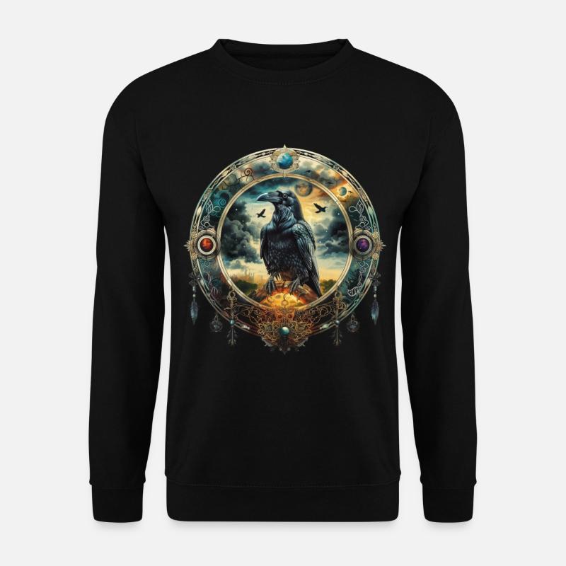 Mystischer Rabe, Emblem, Symbolik, Magie, Fantasie - Unisex Pullover - Schwarz