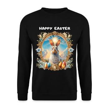 HAPPY EASTER, emblem, easter, easter bunny, beautiful, - Unisex Sweatshirt - black - Front - Alina (178cm) & Michal (187cm)