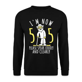 55e anniversaire 55e 55e J’ai maintenant 55 ans - Sweat-shirt Unisexe - noir - Devant - Alina (178cm) & Michal (187cm)