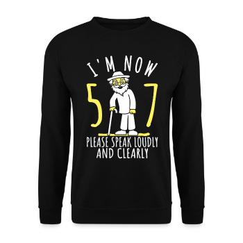 57th Birthday 57th 57th I am now 57 years old - Unisex Sweatshirt - black - Front - Alina (178cm) & Michal (187cm)