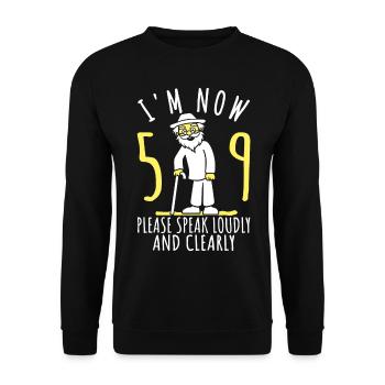 59. Geburtstag 59er 59ter Ich bin jetzt 59 Jahre - Unisex Pullover - Schwarz - Vorne - Alina (178cm) & Michal (187cm)