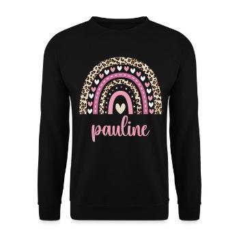 Pauline Regenbogen Name Geburtstag Pauline - Unisex Pullover - Schwarz - Vorne - Alina (178cm) & Michal (187cm)