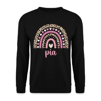 Pia Regenbogen Name Geburtstag Pia - Unisex Pullover - Schwarz - Vorne - Alina (178cm) & Michal (187cm)