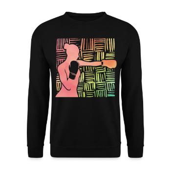 Boxende Frau - Unisex Pullover - Schwarz - Vorne - Alina (178cm) & Michal (187cm)