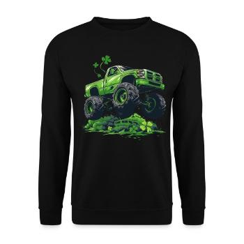 Monster Truck Shamrock enfant en bas âge garçons St Patricks - Sweat-shirt Unisexe - noir - Devant - Alina (178cm) & Michal (187cm)