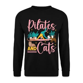 Instructeur de Pilates Enseignant Chat - Sweat-shirt Unisexe - noir - Devant - Alina (178cm) & Michal (187cm)