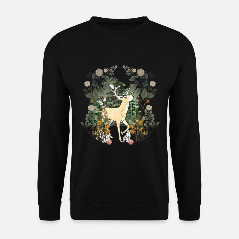 Printemps, Nature, Cerf, Animaux De La Forêt, Bois, Suède - Sweat-shirt Unisexe - noir