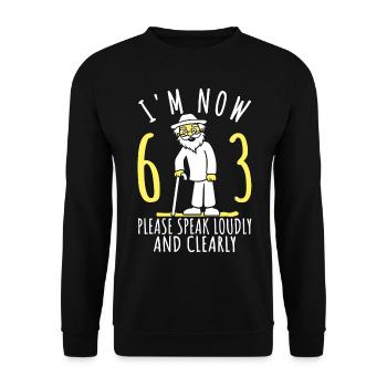 63. Geburtstag 63er 63ter Ich bin jetzt 63 Jahre - Unisex Pullover - Schwarz - Vorne - Alina (178cm) & Michal (187cm)