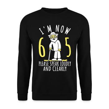 65e anniversaire 65e 65e J’ai 65 ans Maintenant j’ai 65 ans - Sweat-shirt Unisexe - noir - Devant - Alina (178cm) & Michal (187cm)