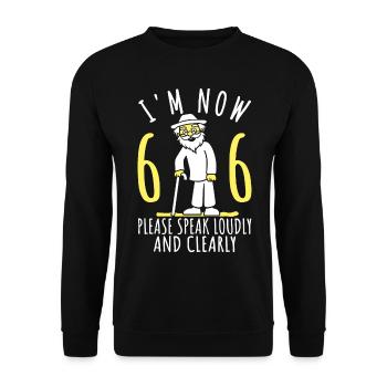 66th Birthday 66th 66th I am now 66 years old - Unisex Sweatshirt - black - Front - Alina (178cm) & Michal (187cm)