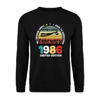 38 Jahre alt Baujahr 1986 Jahrgang Februar 1986 - Unisex Pullover - Schwarz - Vorne - Alina (178cm) & Michal (187cm)