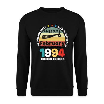 30 Jahre alt Baujahr 1994 Jahrgang Februar 1994 - Unisex Pullover - Schwarz - Vorne - Alina (178cm) & Michal (187cm)