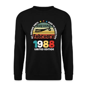 36 Years Old Made In 1988 Vintage February 1988 - Sweat-shirt Unisexe - noir - Devant - Alina (178cm) & Michal (187cm)