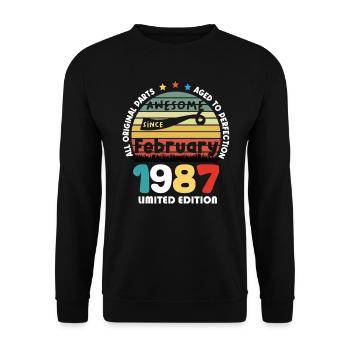 37 Jahre alt Baujahr 1987 Jahrgang Februar 1987 - Unisex Pullover - Schwarz - Vorne - Alina (178cm) & Michal (187cm)