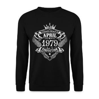 April 1979 Geburtstag April 1979 April Geschenk - Unisex Pullover - Schwarz - Vorne - Alina (178cm) & Michal (187cm)